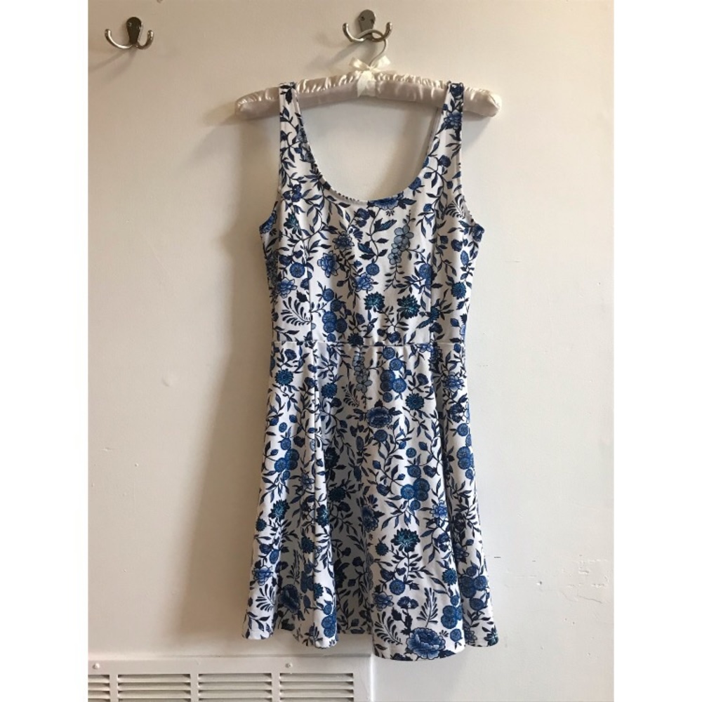 While and blue floral summer dress